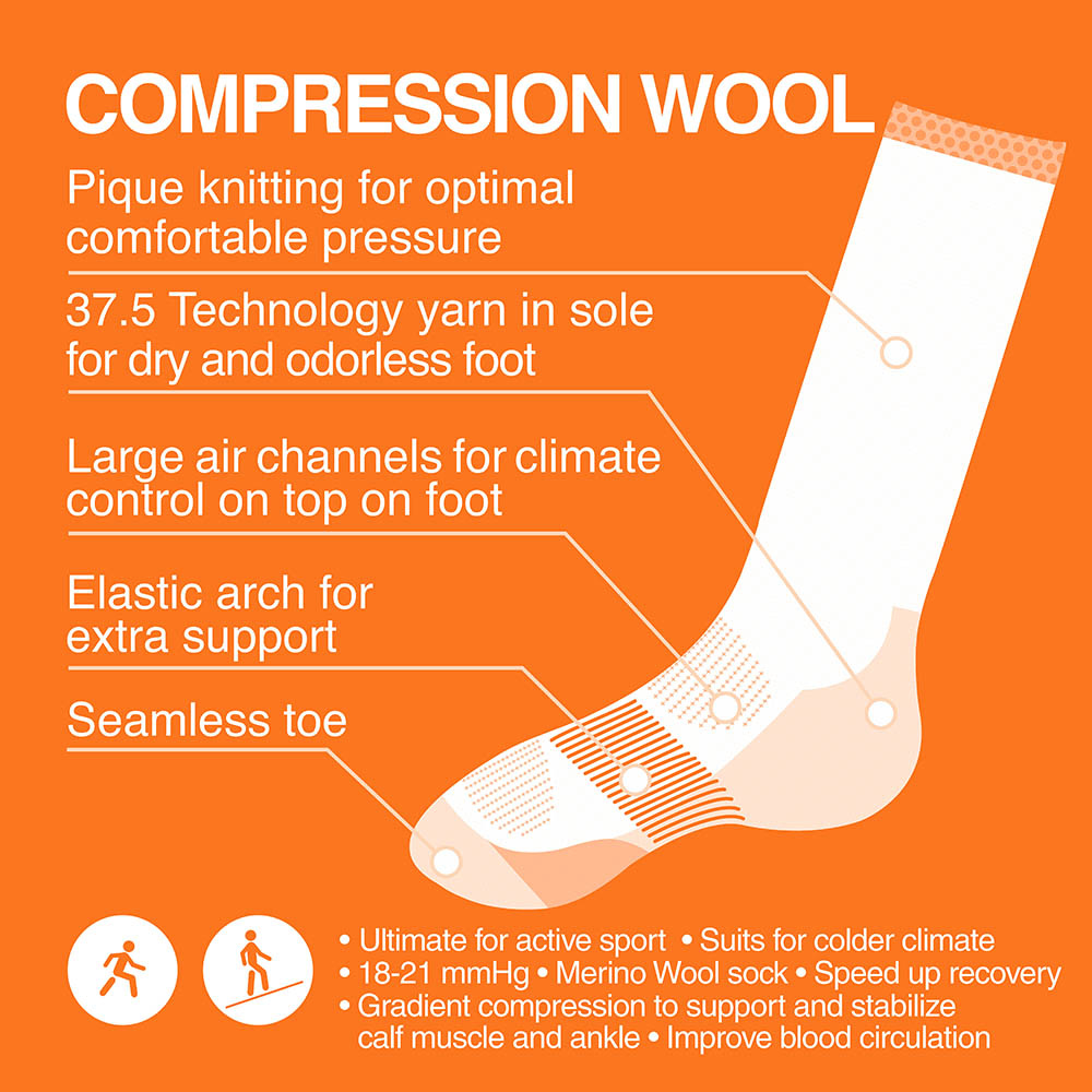 Compression Wool Petroleum/Orange